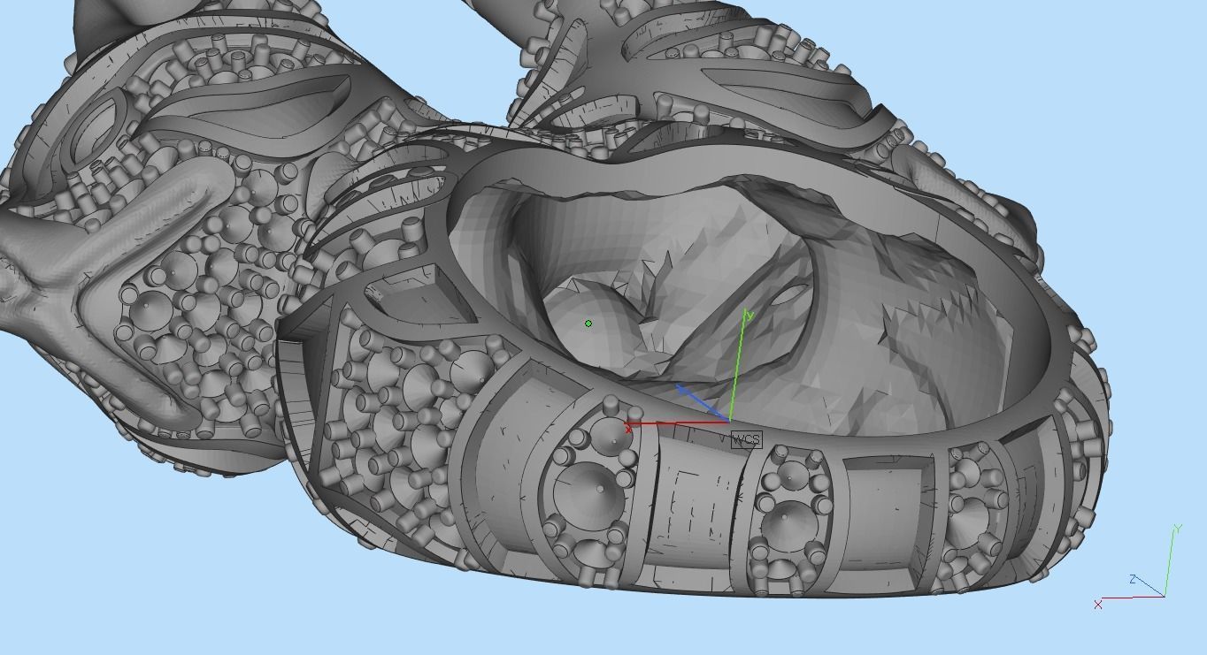 cat ring with gems 3D print model_50