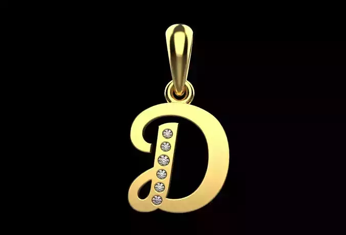 pendant letter D with stones