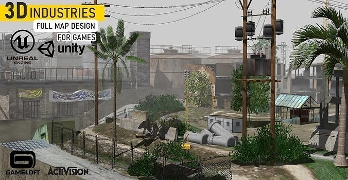 Factory and Mills Low-poly 3D model