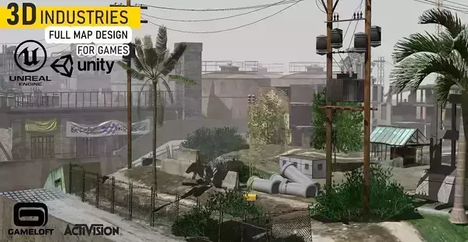 Factory and Mills Low-poly 3D model