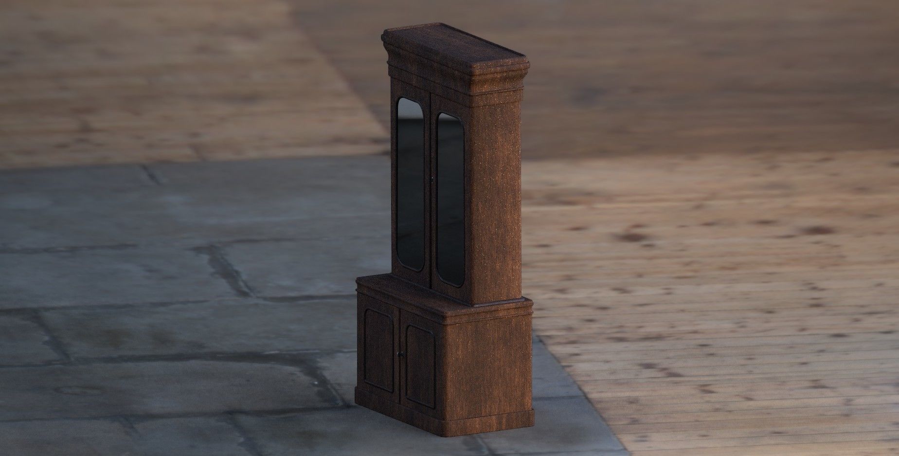 Antique Bookcase 3D model_3