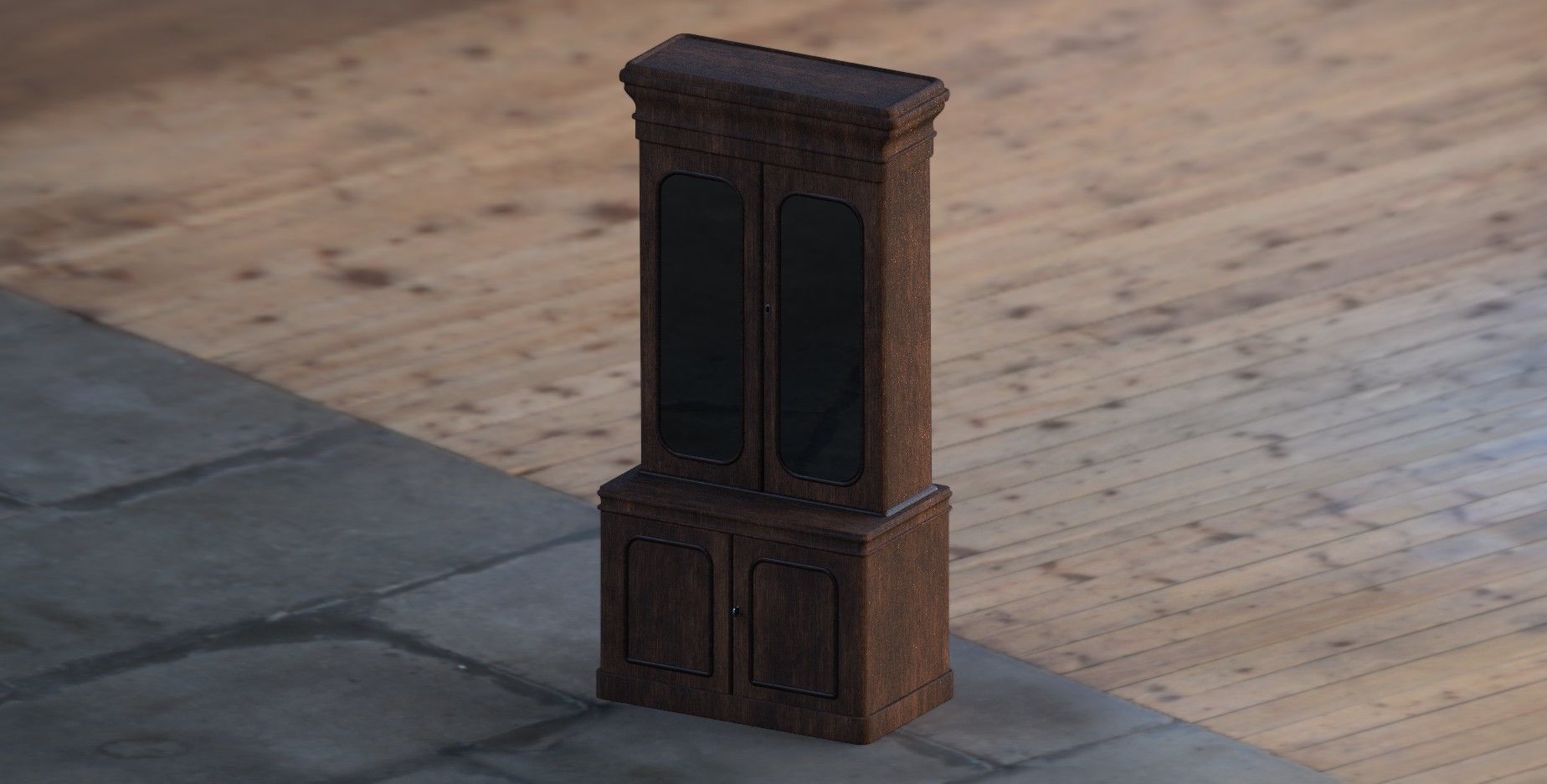 Antique Bookcase 3D model_2