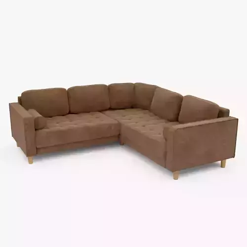 Sofa 3D Model sectional with wooden legs