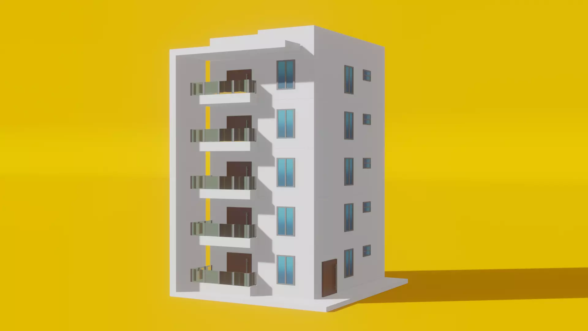 Small building Low-poly 3D model_0