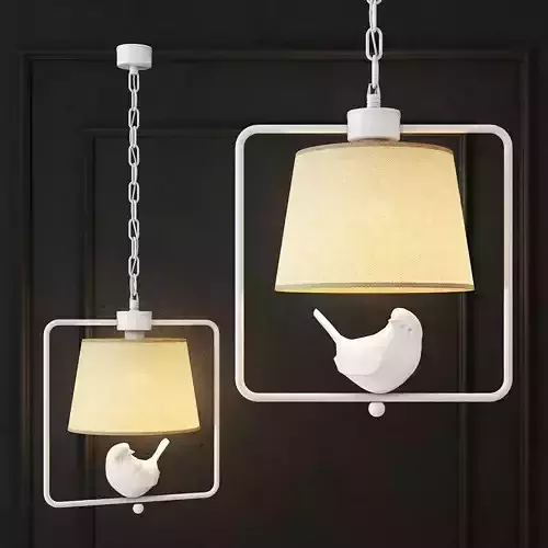 Suspended lamp provence bird pendant rectangle