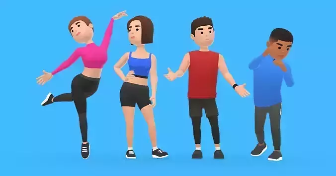 HYPER CASUAL CHARACTERS VOLUME 2 - GYM Low-poly 3D model