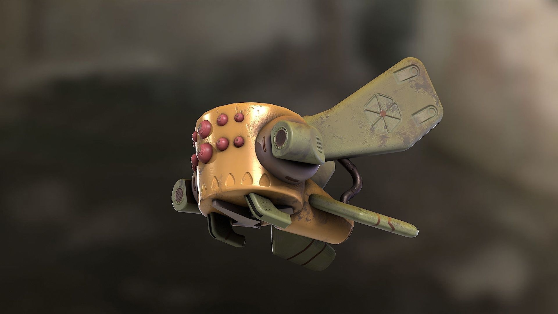 Robotic space fly bee  Low-poly 3D model_1