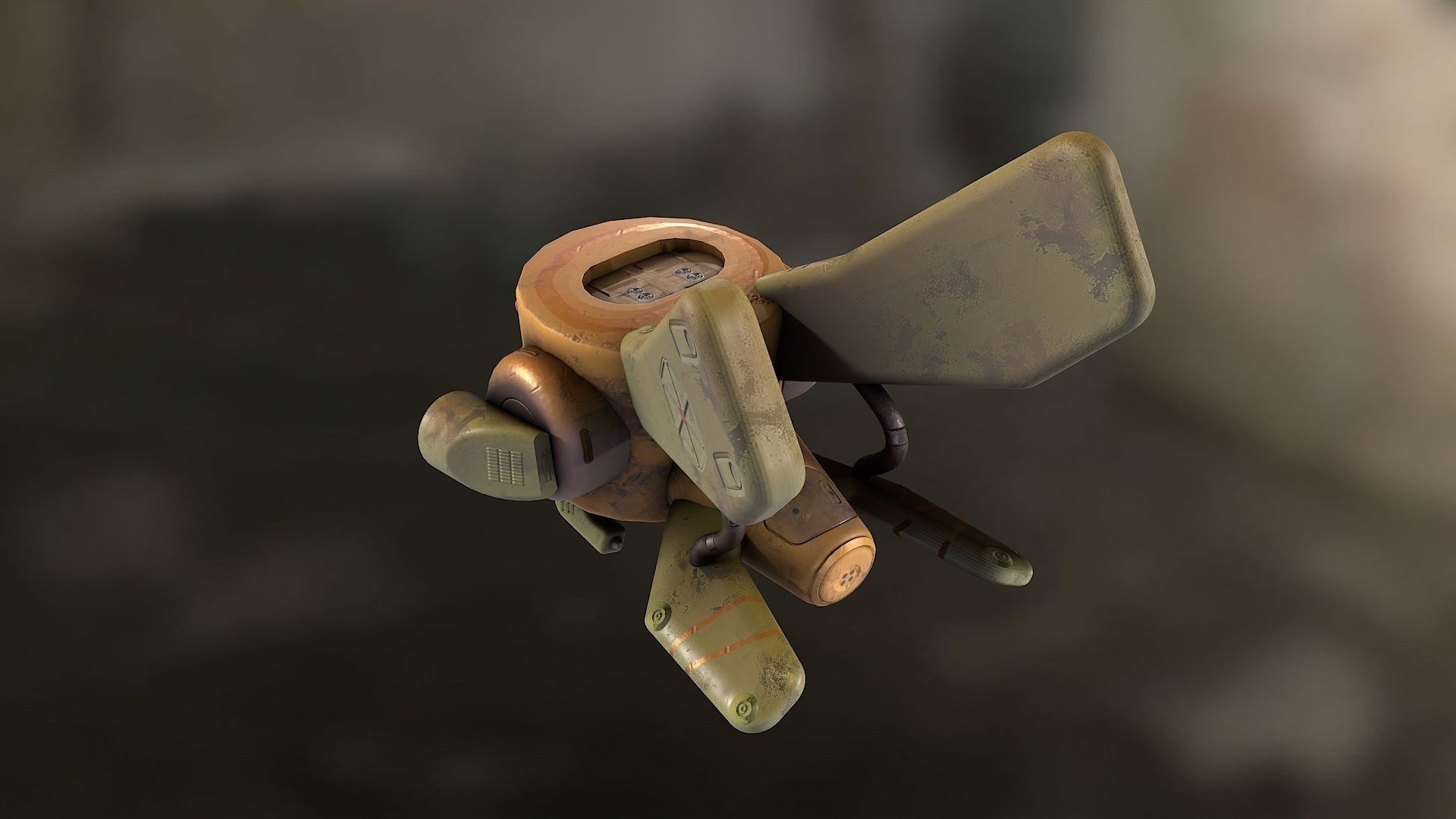 Robotic space fly bee  Low-poly 3D model_2