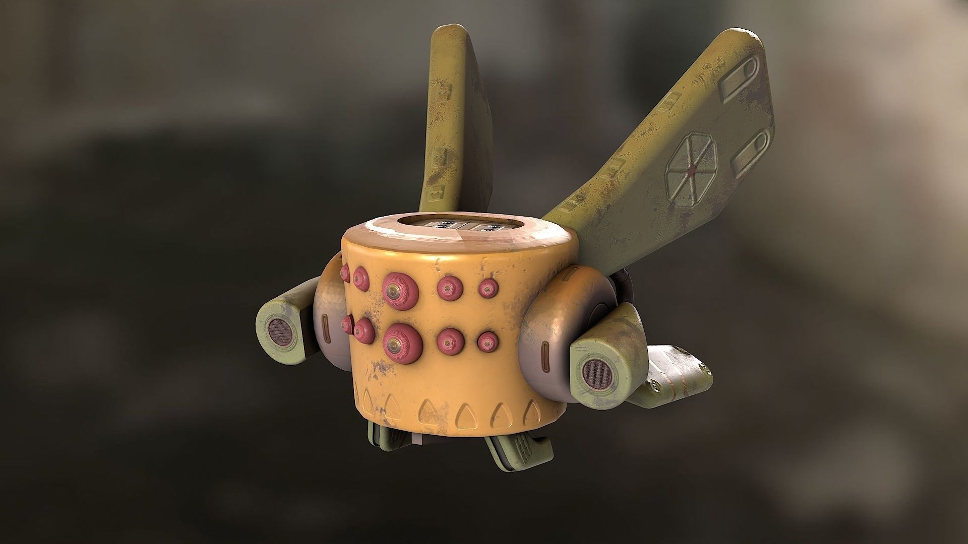 Robotic space fly bee  Low-poly 3D model_6