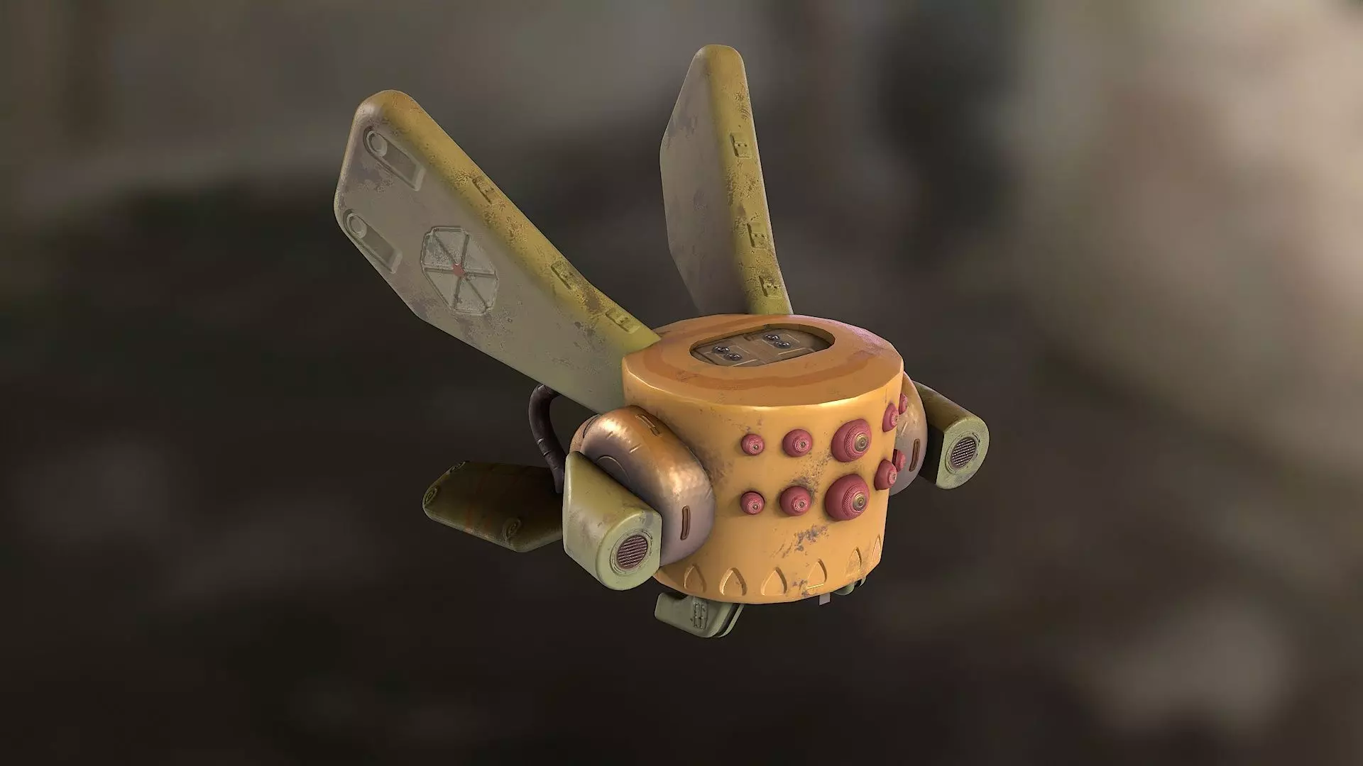 Robotic space fly bee  Low-poly 3D model_0