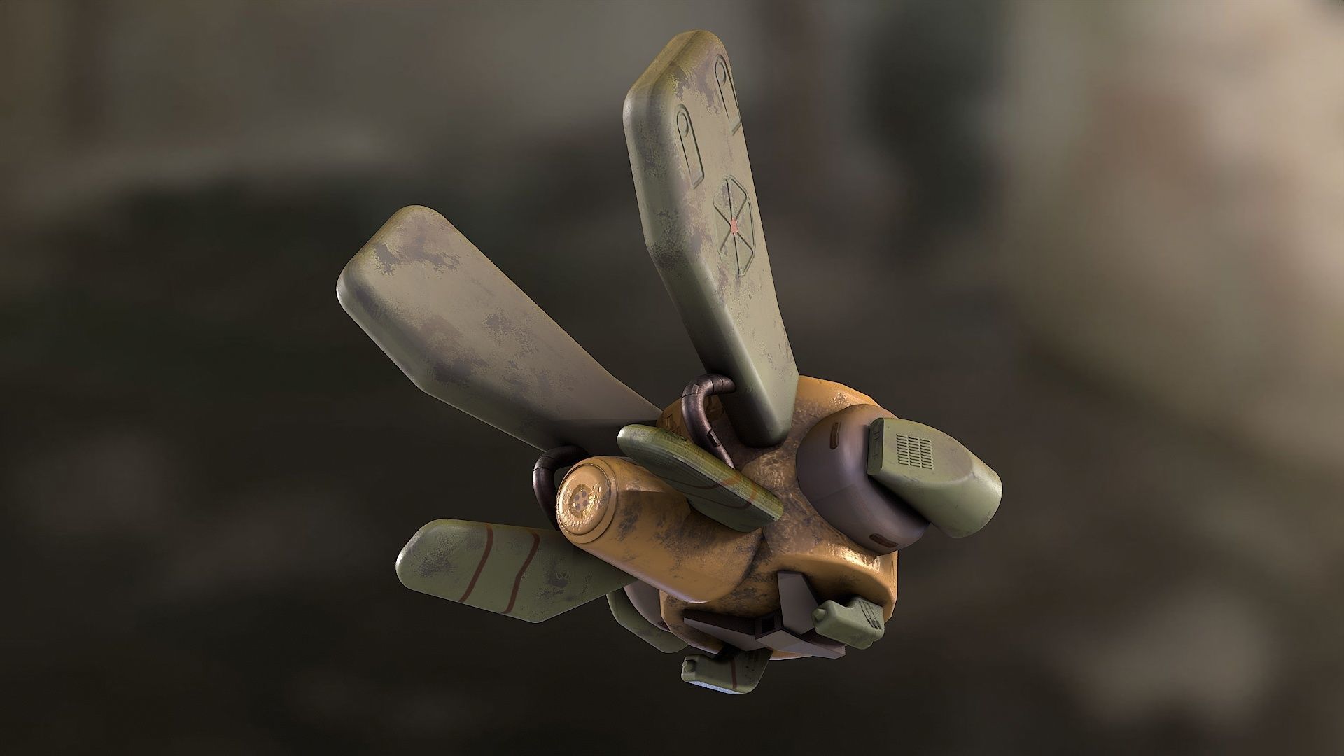 Robotic space fly bee  Low-poly 3D model_3