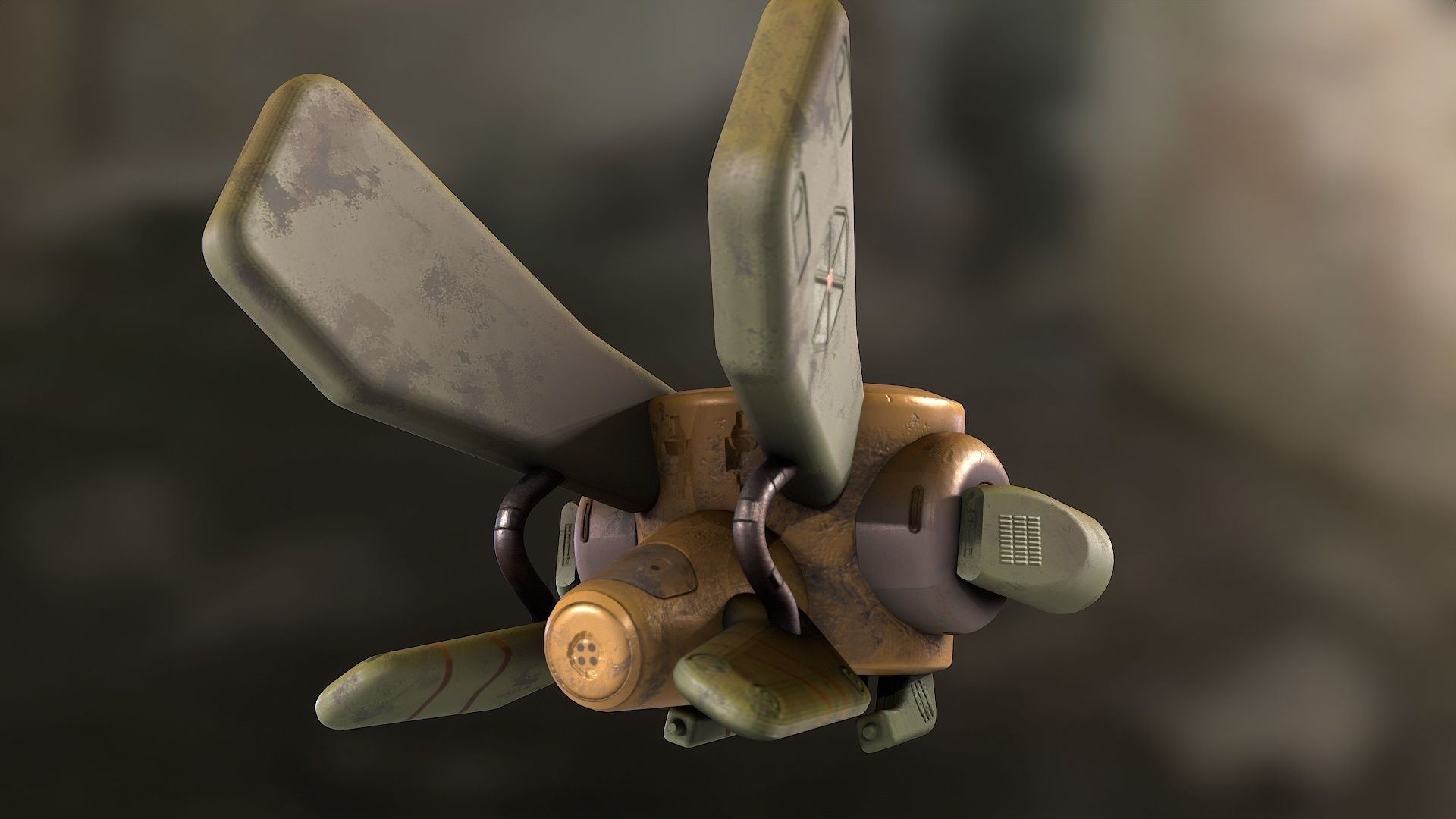 Robotic space fly bee  Low-poly 3D model_5