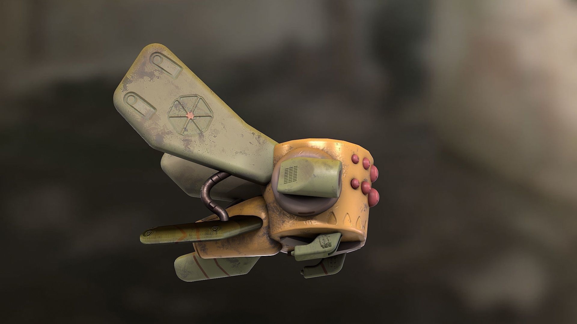 Robotic space fly bee  Low-poly 3D model_4