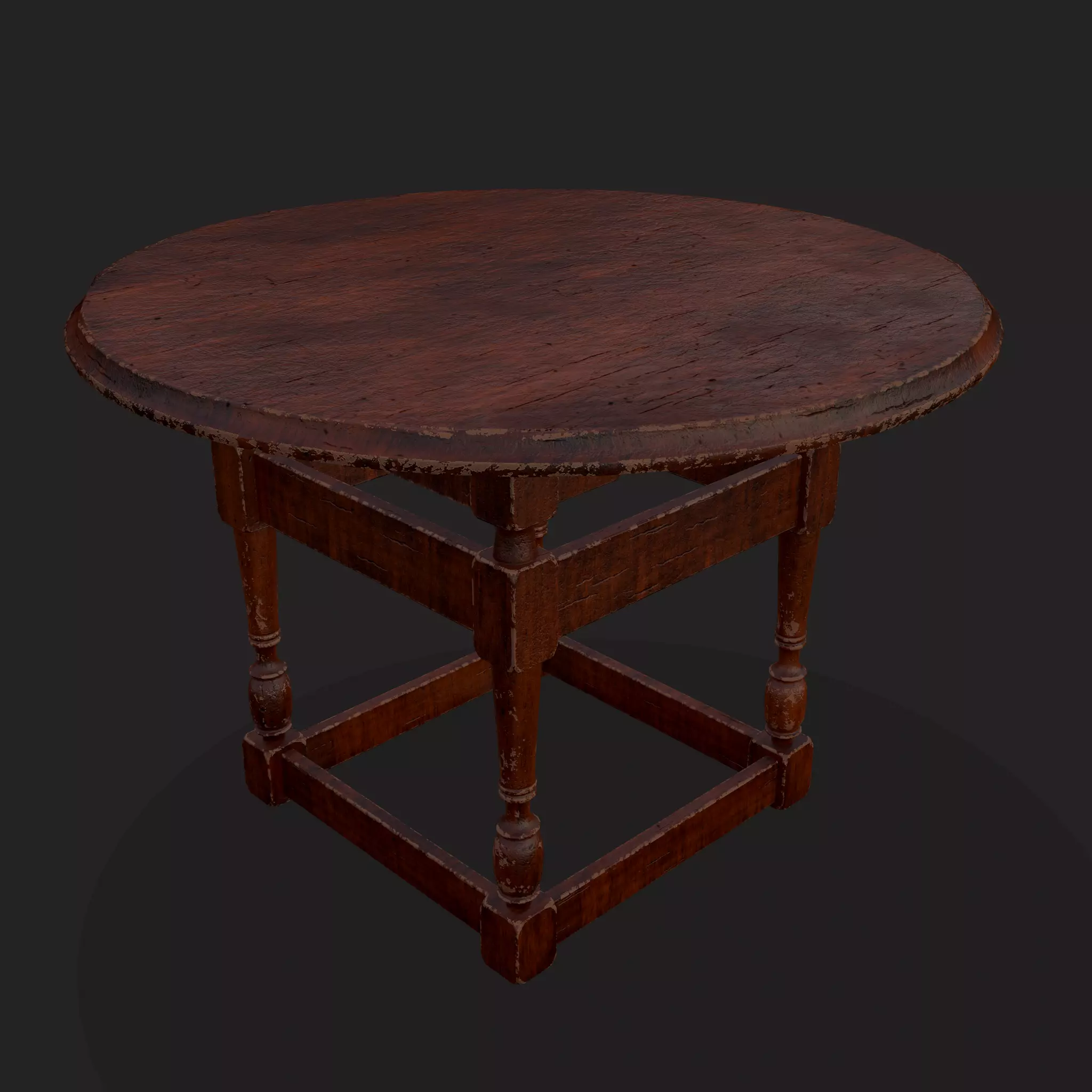 Rustic Elegant Medieval Round Table  Low-poly 3D model_0
