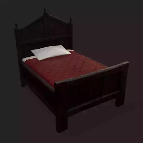 Rustic Medieval Twin Pannel Bed Low-poly 3D model