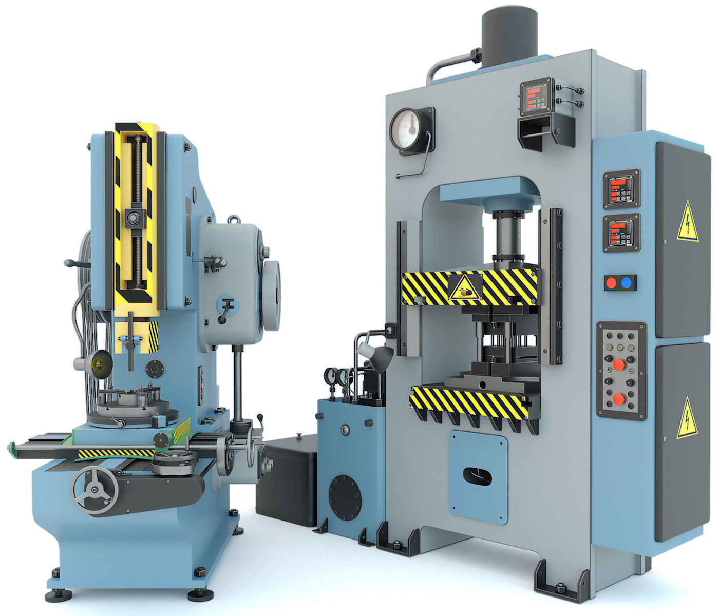 Industrial milling machine tool hydraulic press - Collection two 3D model_1