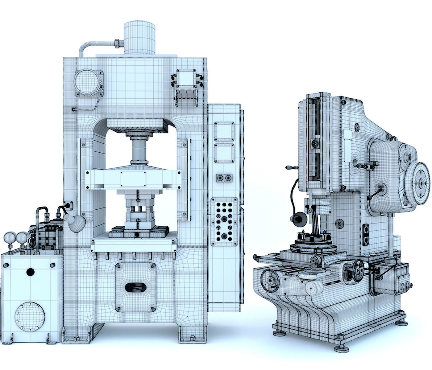 Industrial milling machine tool hydraulic press - Collection two 3D model_21