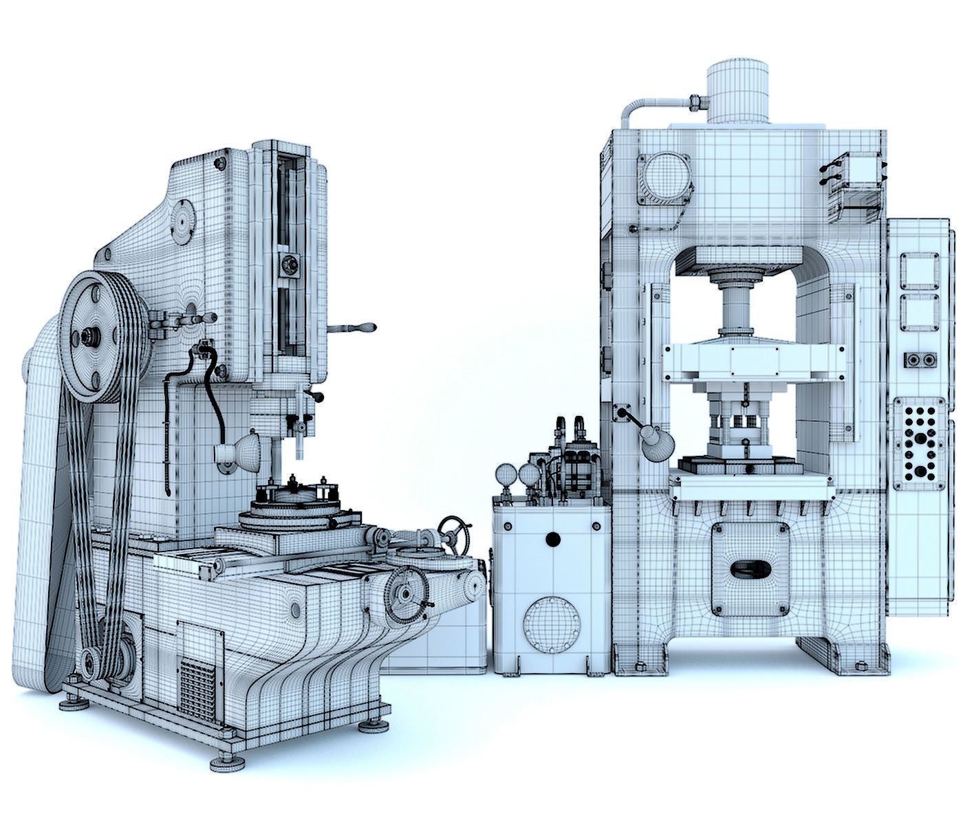 Industrial milling machine tool hydraulic press - Collection two 3D model_22