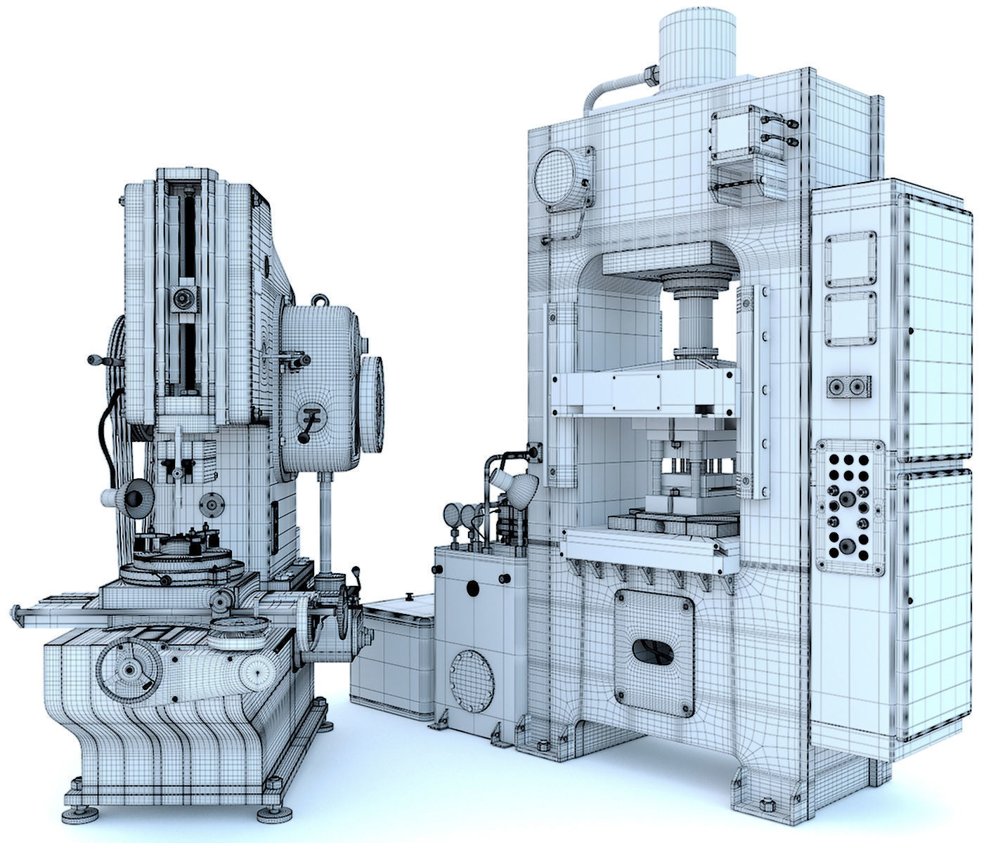 Industrial milling machine tool hydraulic press - Collection two 3D model_23