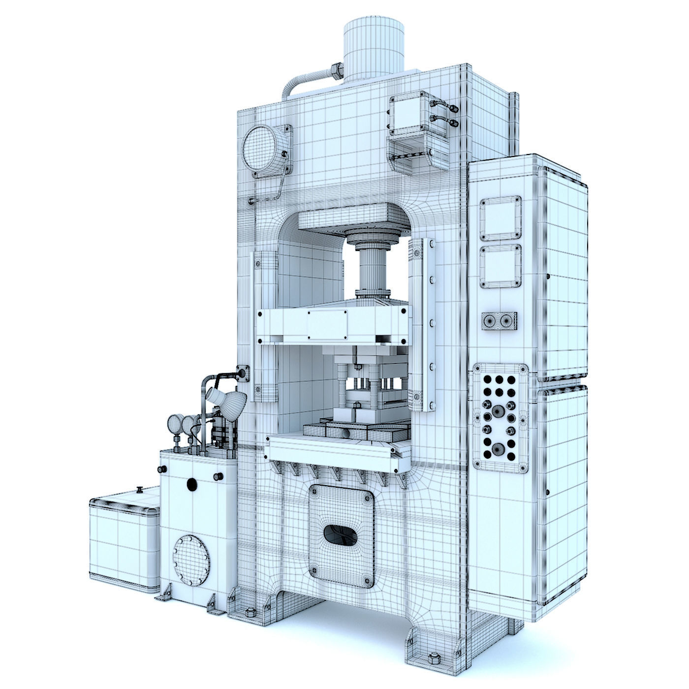 Industrial milling machine tool hydraulic press - Collection two 3D model_35