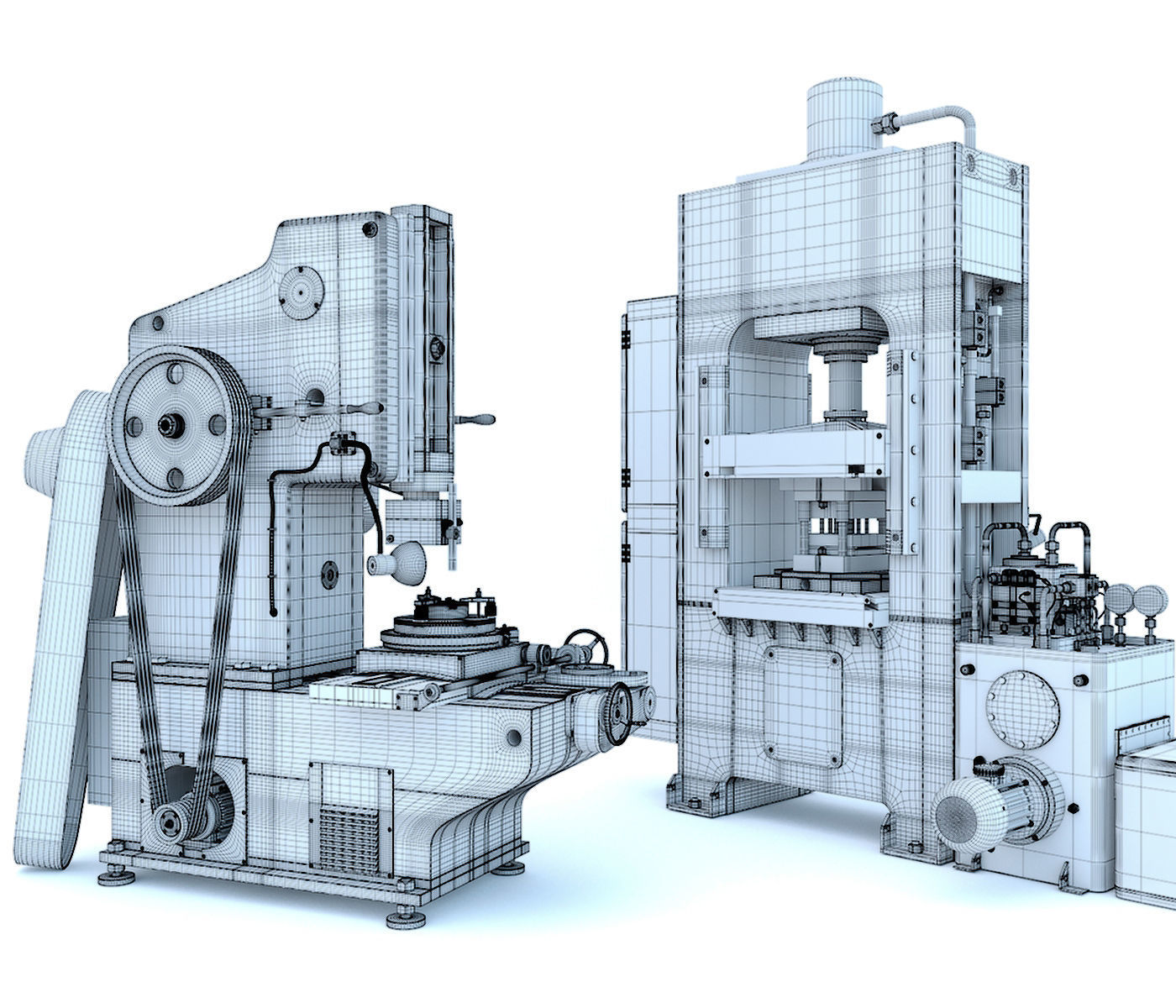 Industrial milling machine tool hydraulic press - Collection two 3D model_24