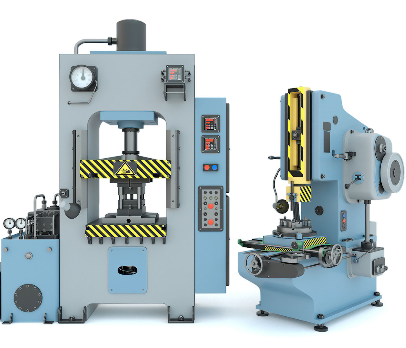 Industrial milling machine tool hydraulic press - Collection two 3D model_3