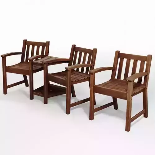 Wooden Garden Set Free low-poly 3D model