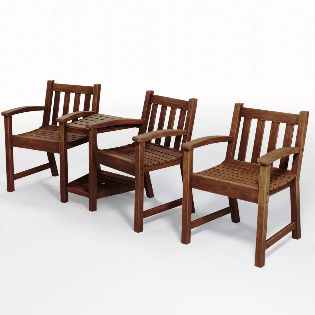 Wooden Garden Set Free low-poly 3D model