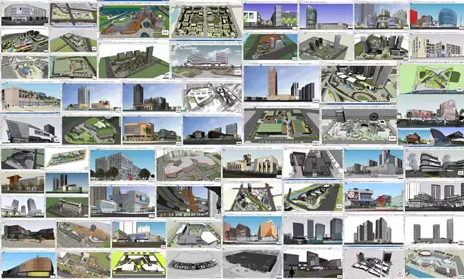 Collection 65 Sketchup Shopping Center models 