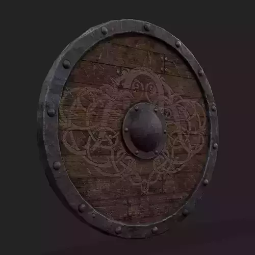 Viking Medieval Round Plank Shield  Low-poly 3D model