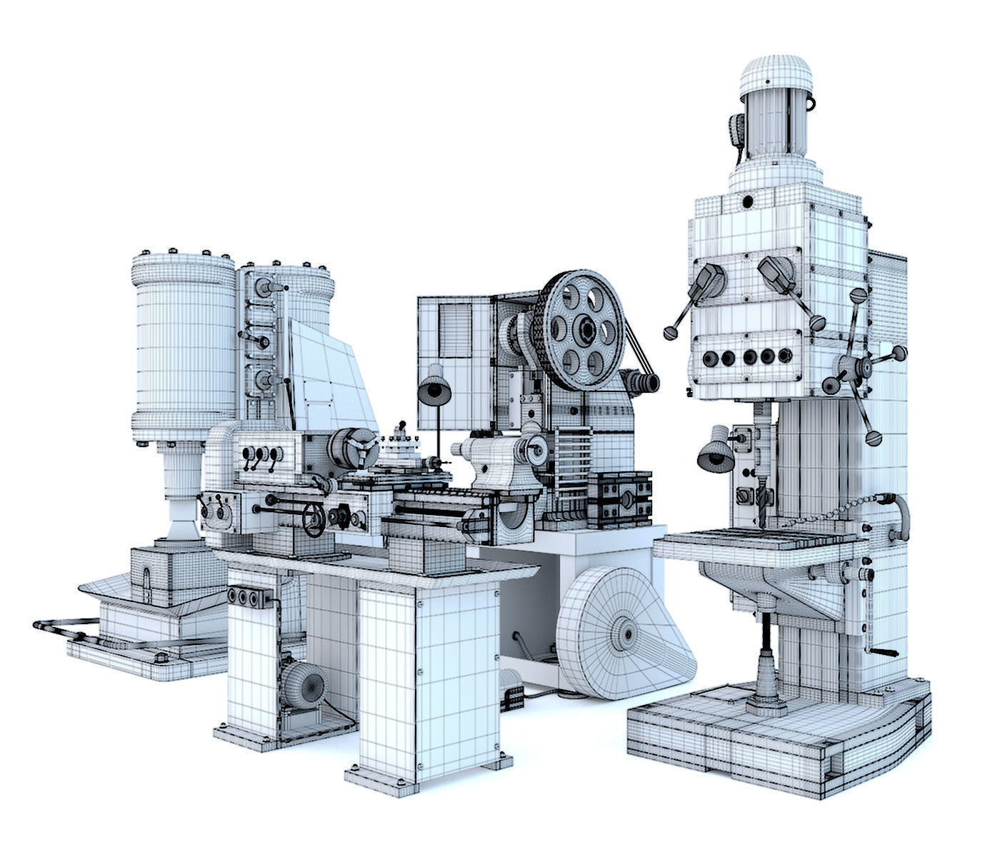 Forging hammer press drilling lathe machine tool - Collection 3D model_33