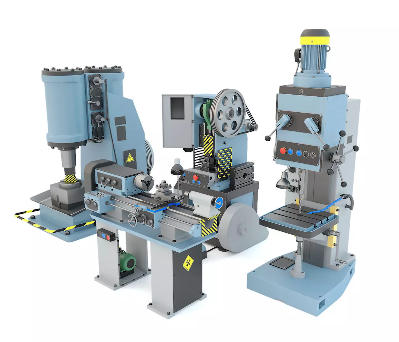 Forging hammer press drilling lathe machine tool - Collection 3D model_0