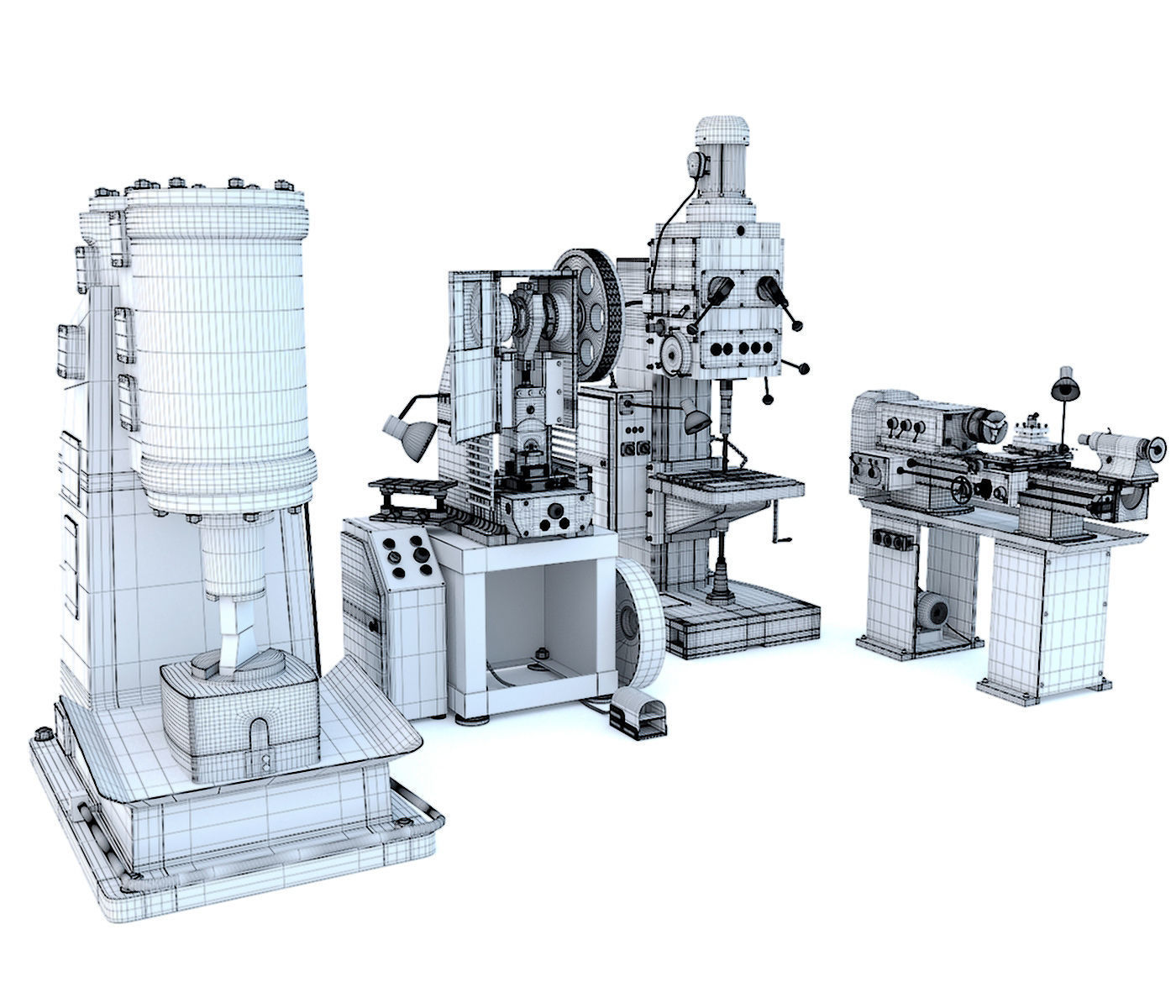 Forging hammer press drilling lathe machine tool - Collection 3D model_34
