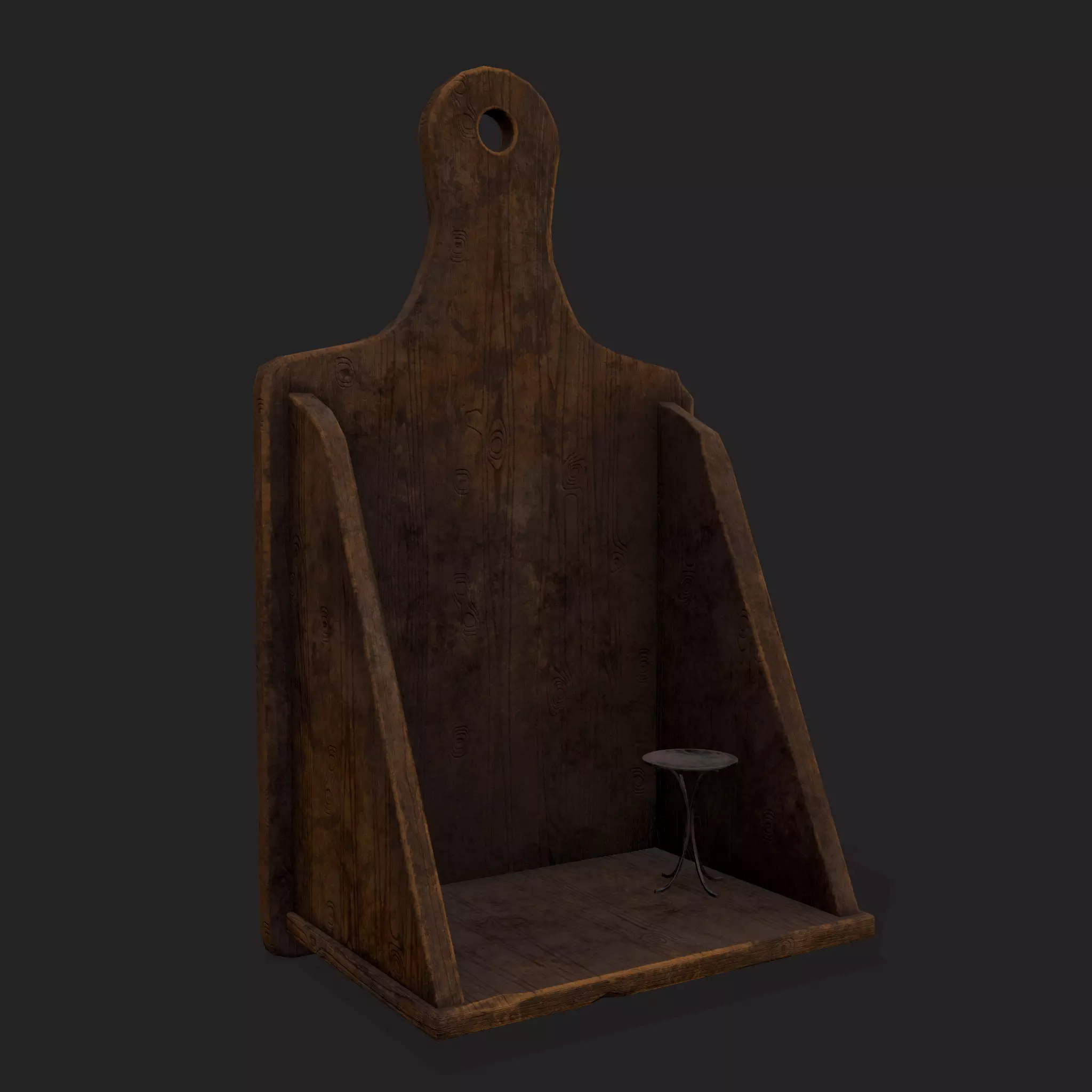 Rustic Wood Bedside Book and Candle Holder Low-poly 3D model