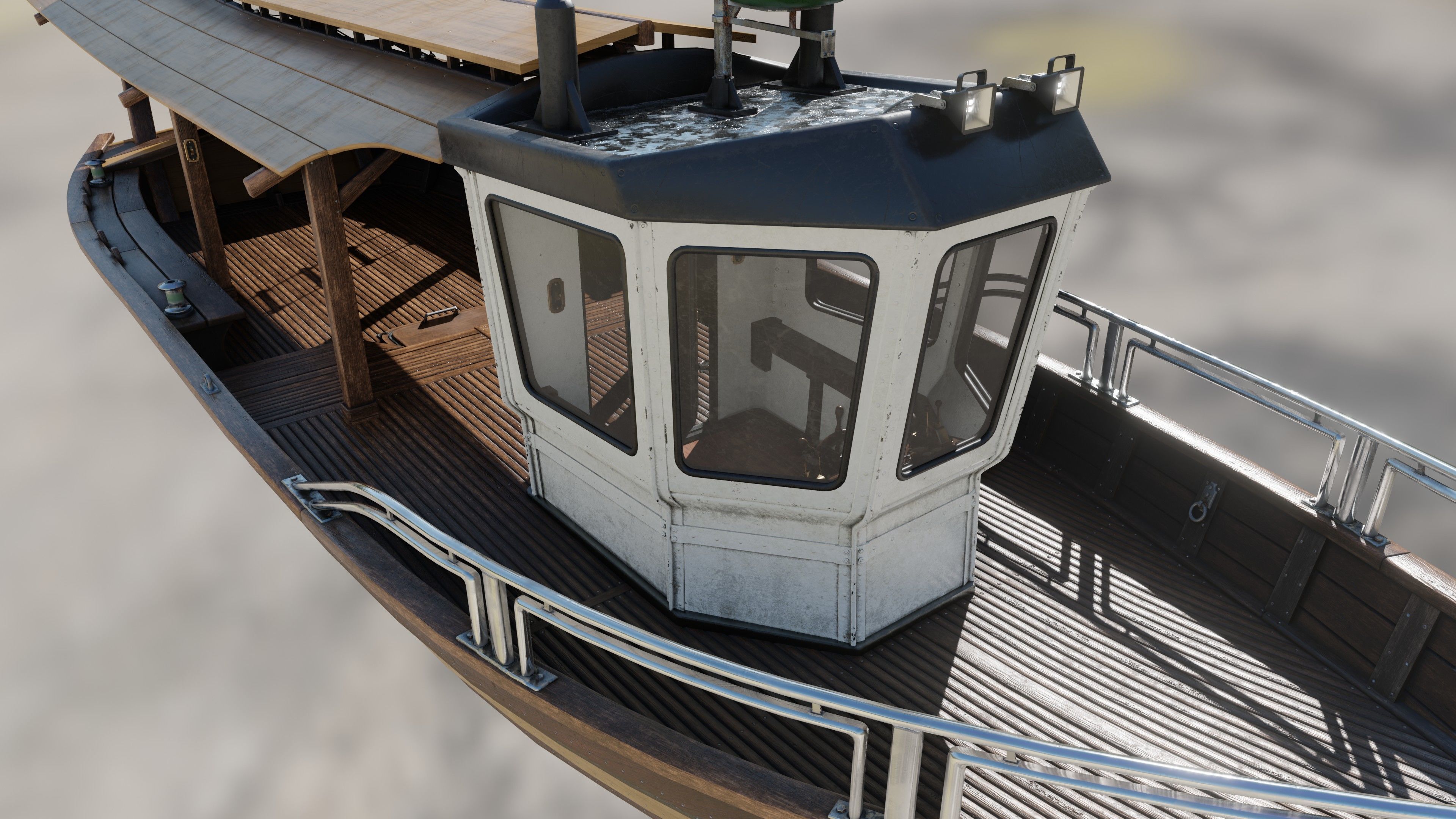 Fishing boat Low-poly 3D model_29