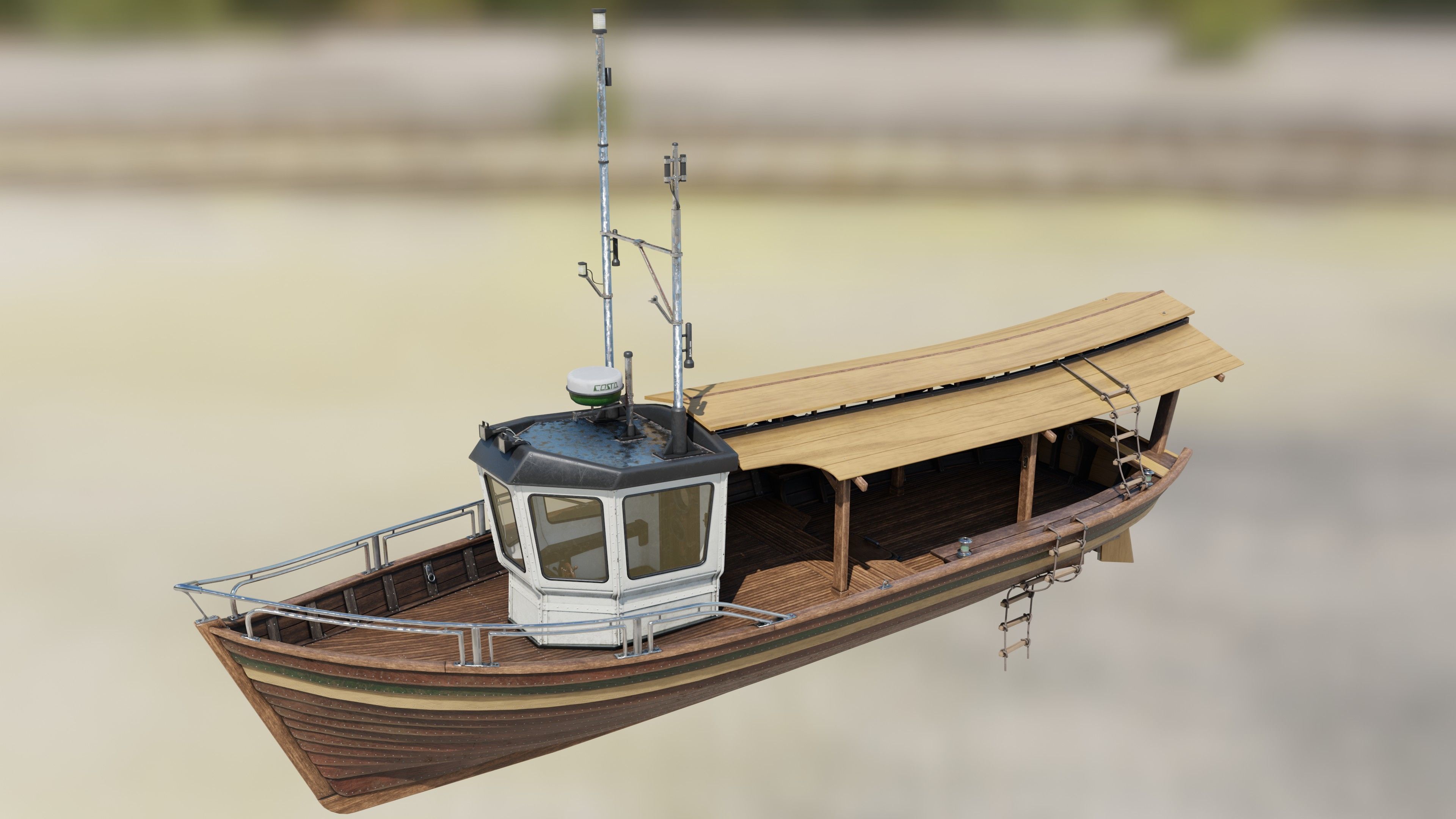 Fishing boat Low-poly 3D model_24