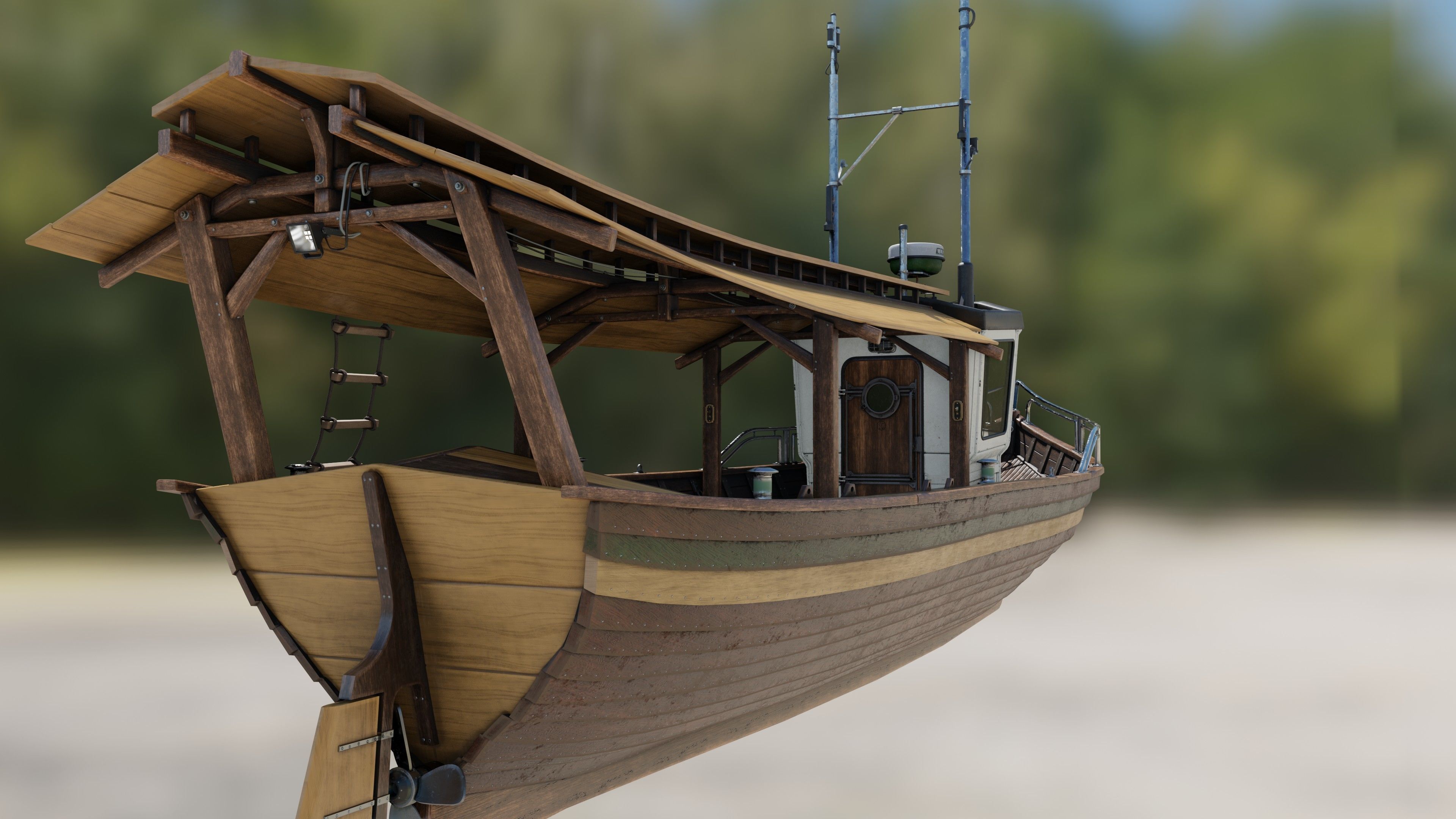 Fishing boat Low-poly 3D model_20