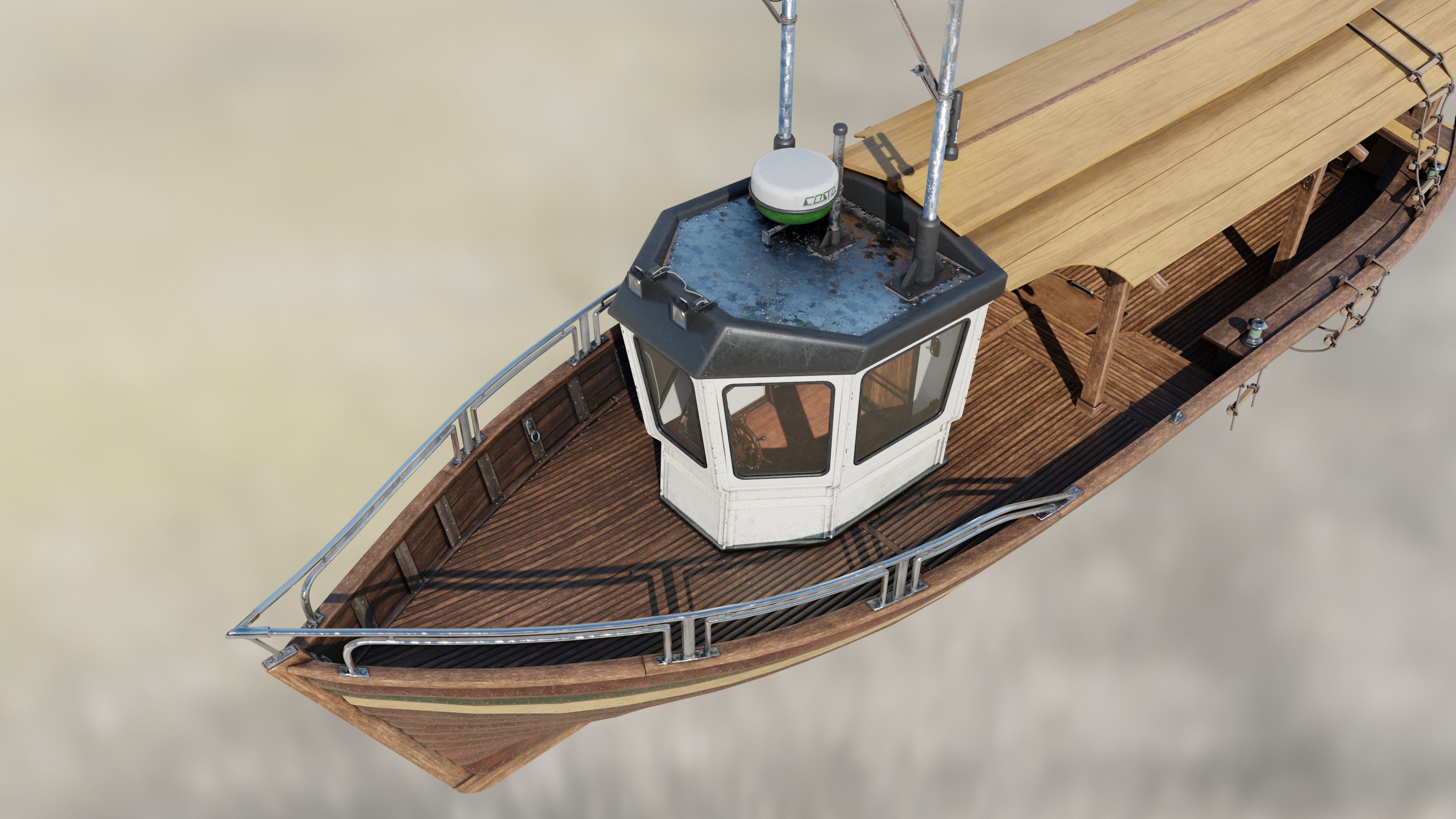 Fishing boat Low-poly 3D model_16