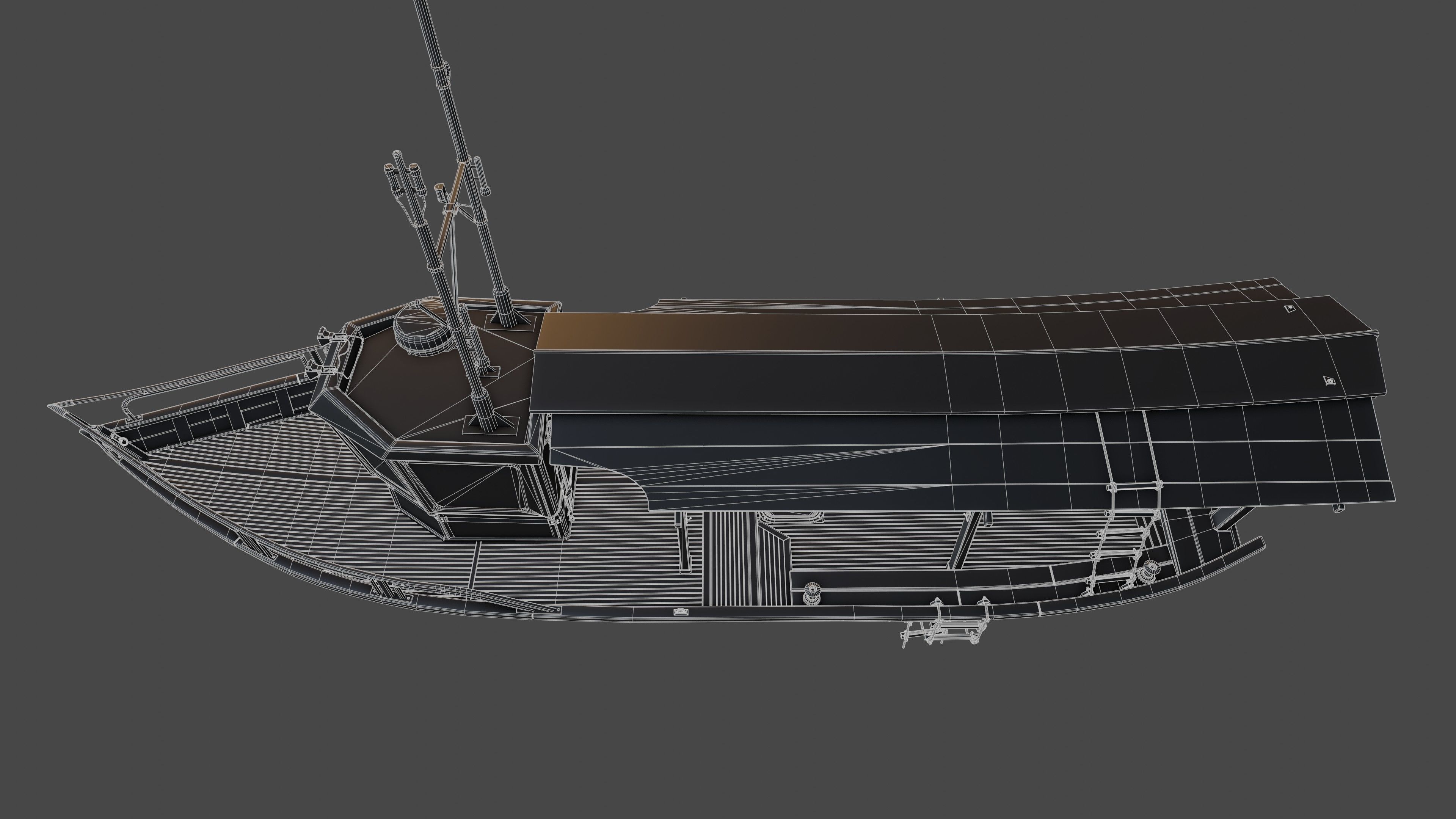 Fishing boat Low-poly 3D model_40