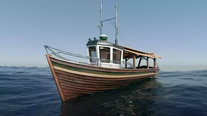 Fishing boat Low-poly 3D model