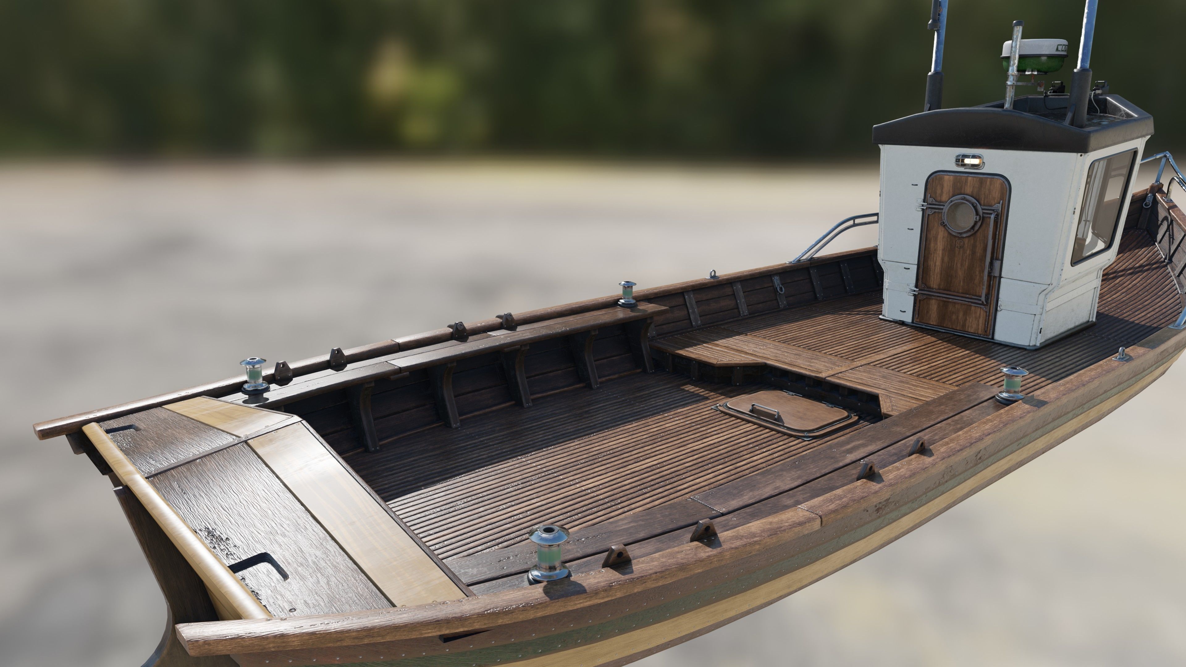 Fishing boat Low-poly 3D model_14