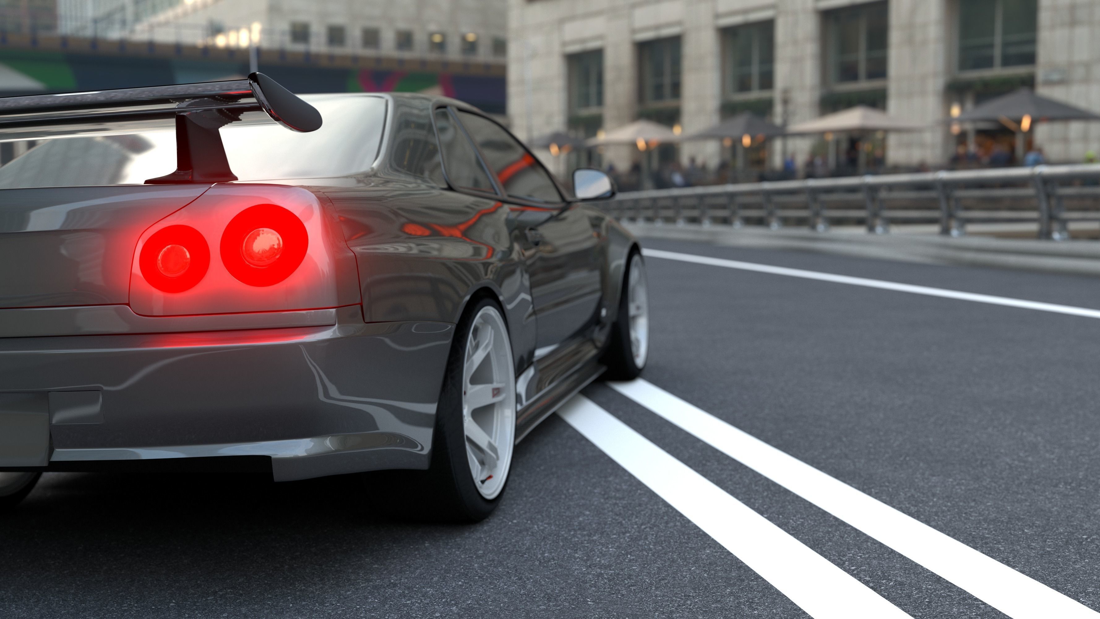 Nissan GTR R34 with  Rai S-4 HSR Wheels  3D model_5