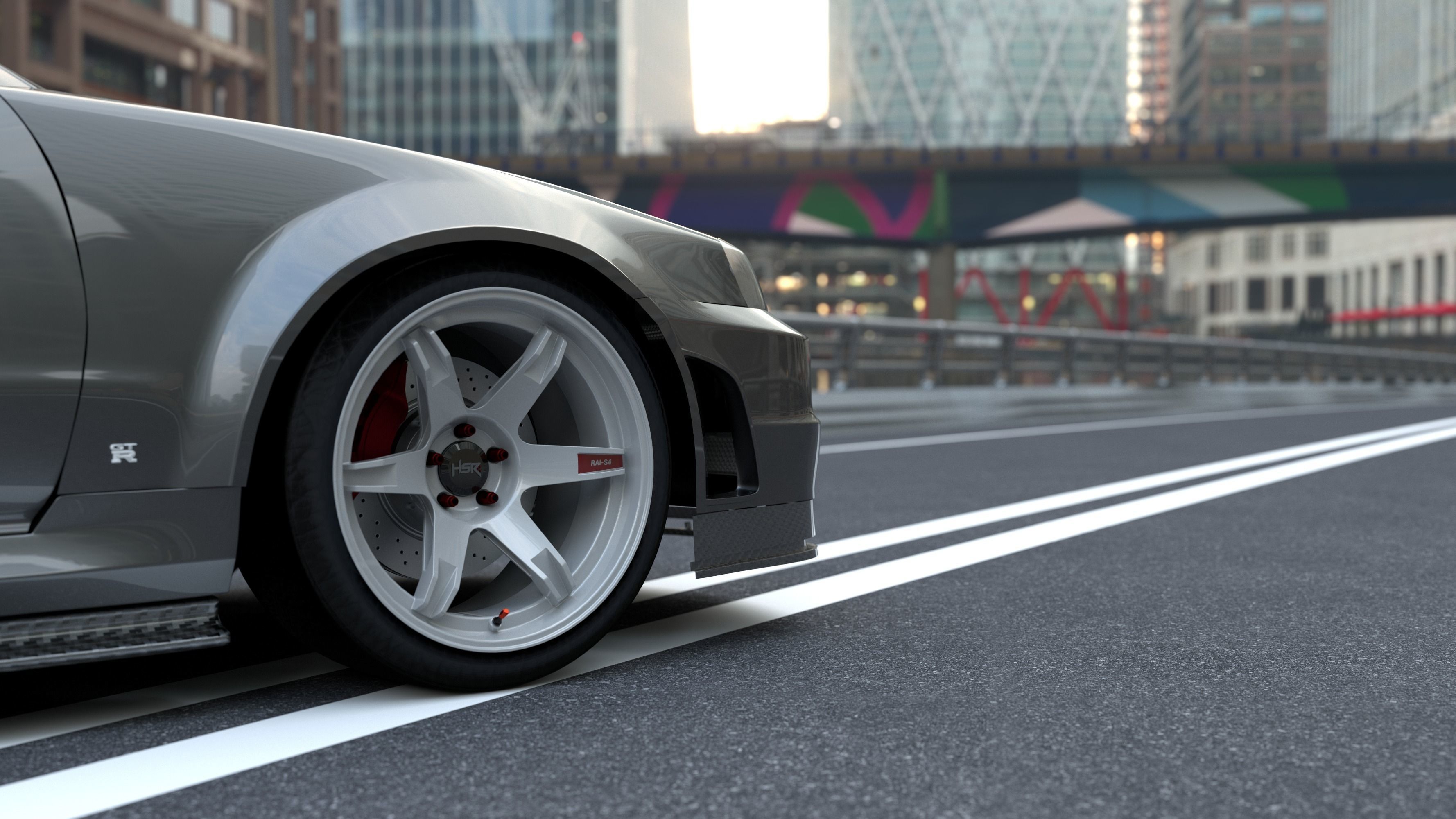 Nissan GTR R34 with  Rai S-4 HSR Wheels  3D model_4