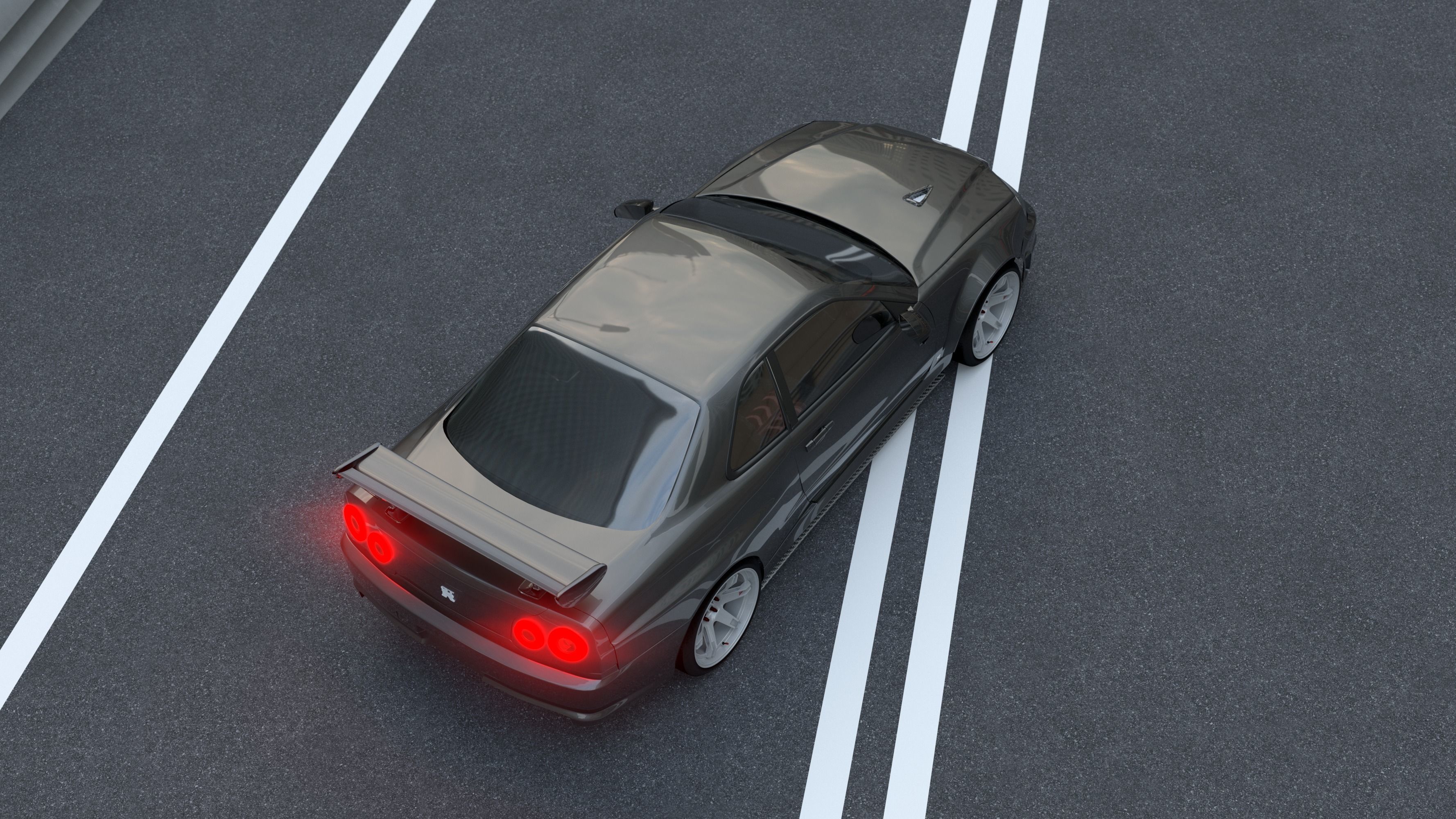 Nissan GTR R34 with  Rai S-4 HSR Wheels  3D model_2