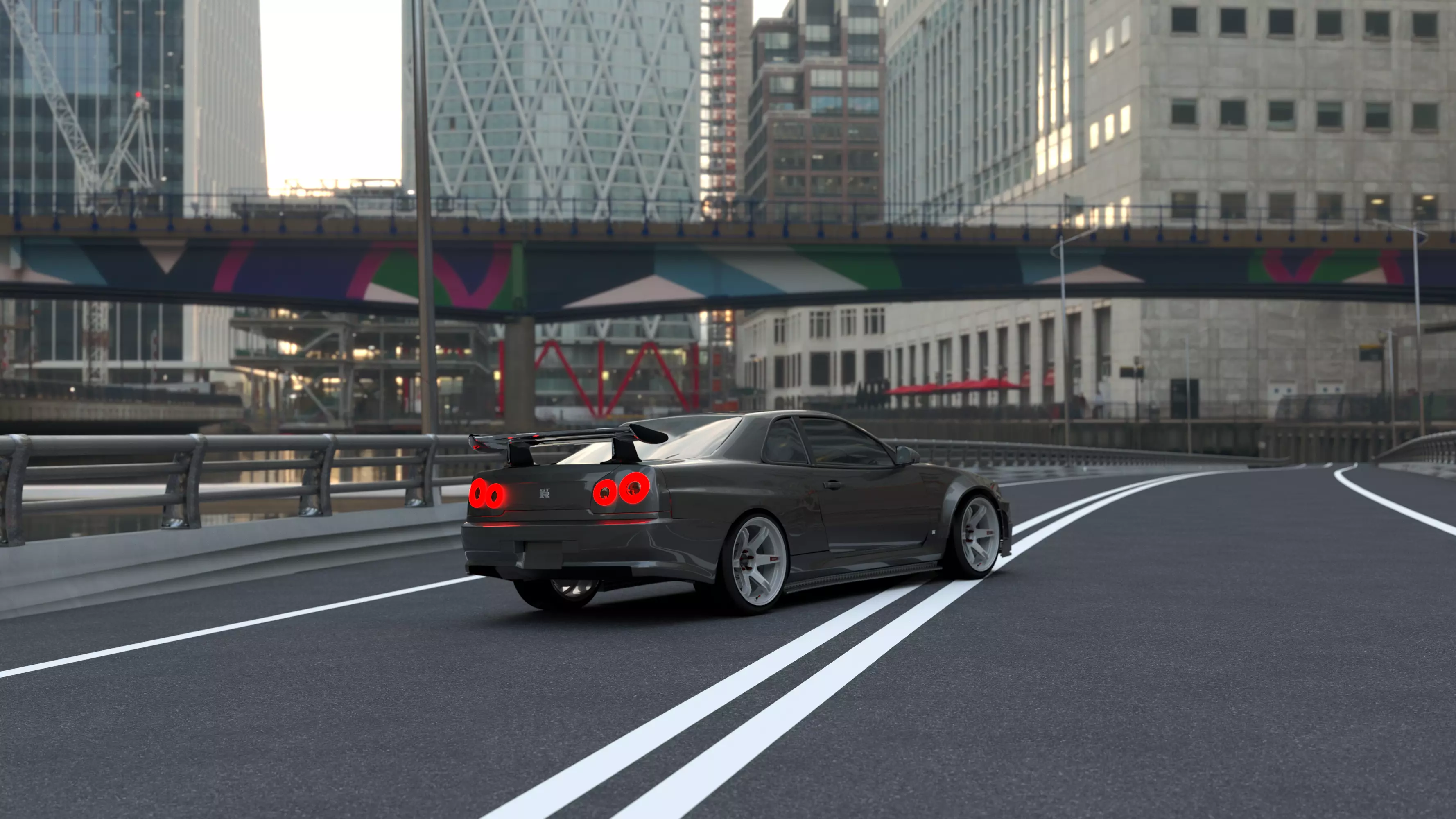 Nissan GTR R34 with  Rai S-4 HSR Wheels  3D model_0