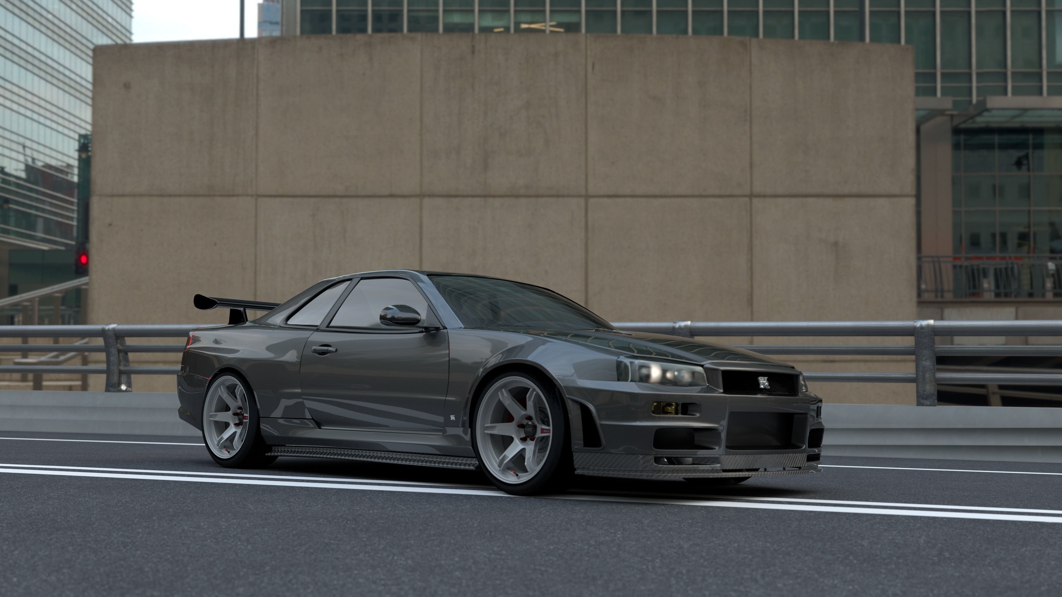 Nissan GTR R34 with  Rai S-4 HSR Wheels  3D model_1