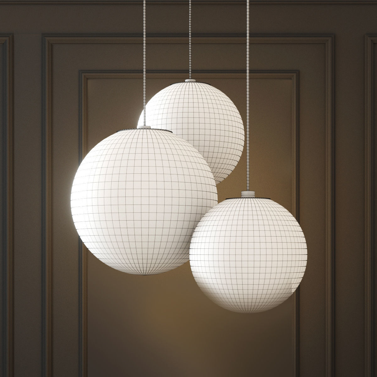 Suspended lamp glass ball ceiling lights 3D model_1