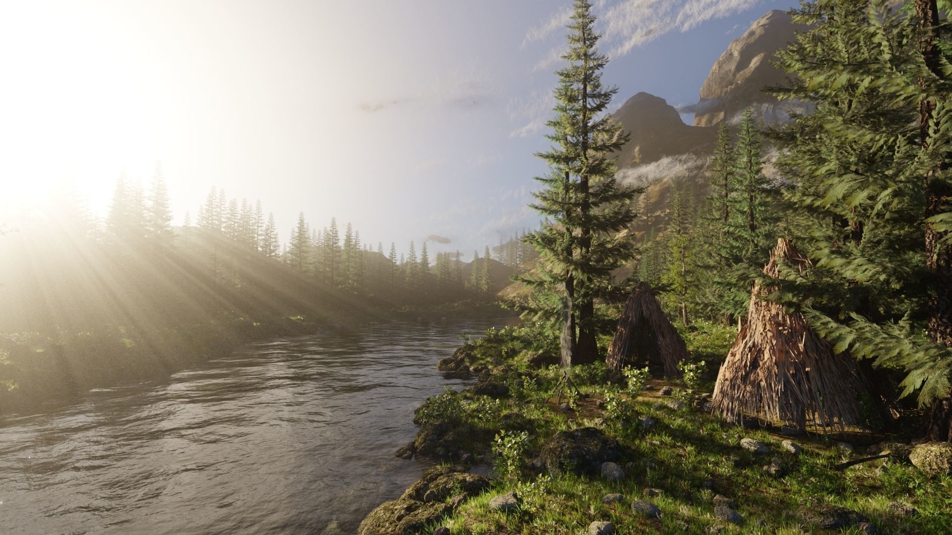 River Mountains Scene 3D model_5