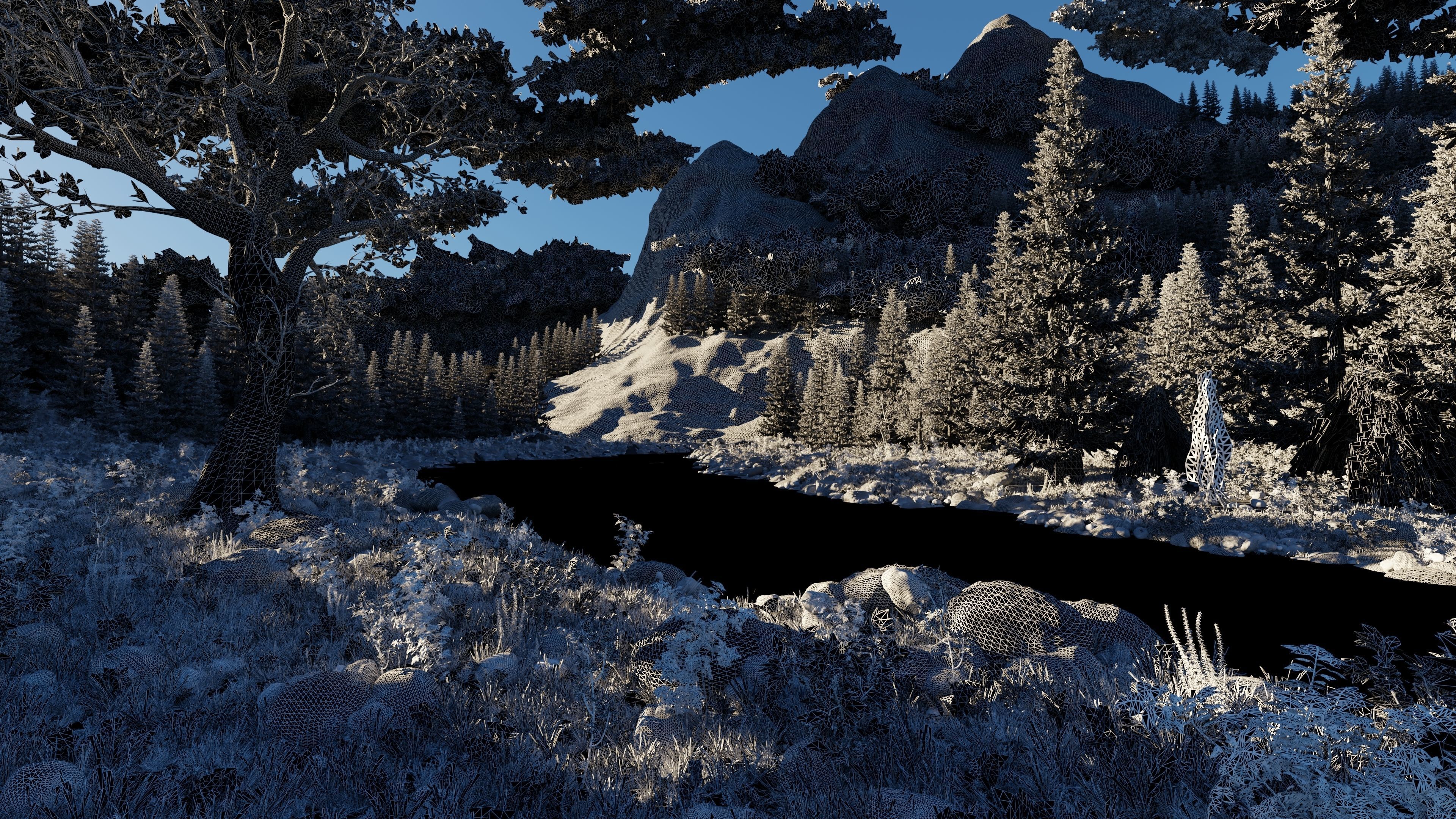 River Mountains Scene 3D model_13