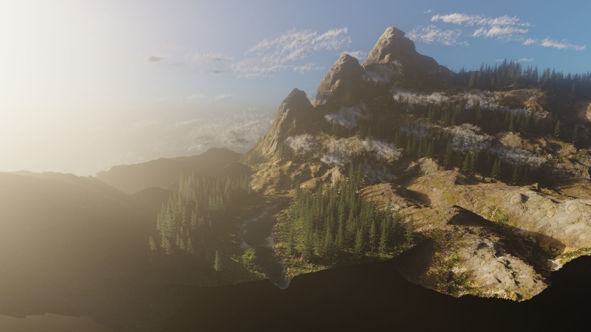 River Mountains Scene 3D model_11